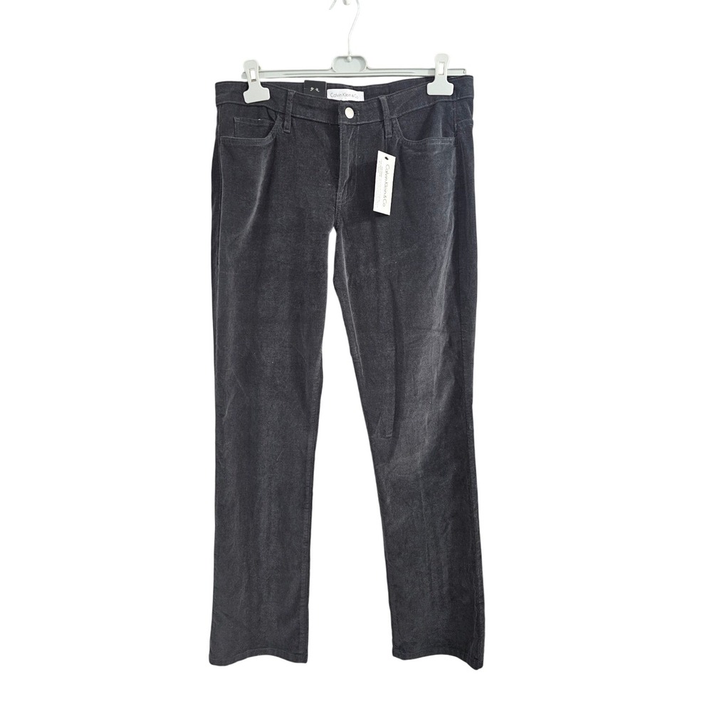 Calvin Klein Womens Asphalt Grey Corduroy Straight Leg Pants 42S6111 Size 12 NWT